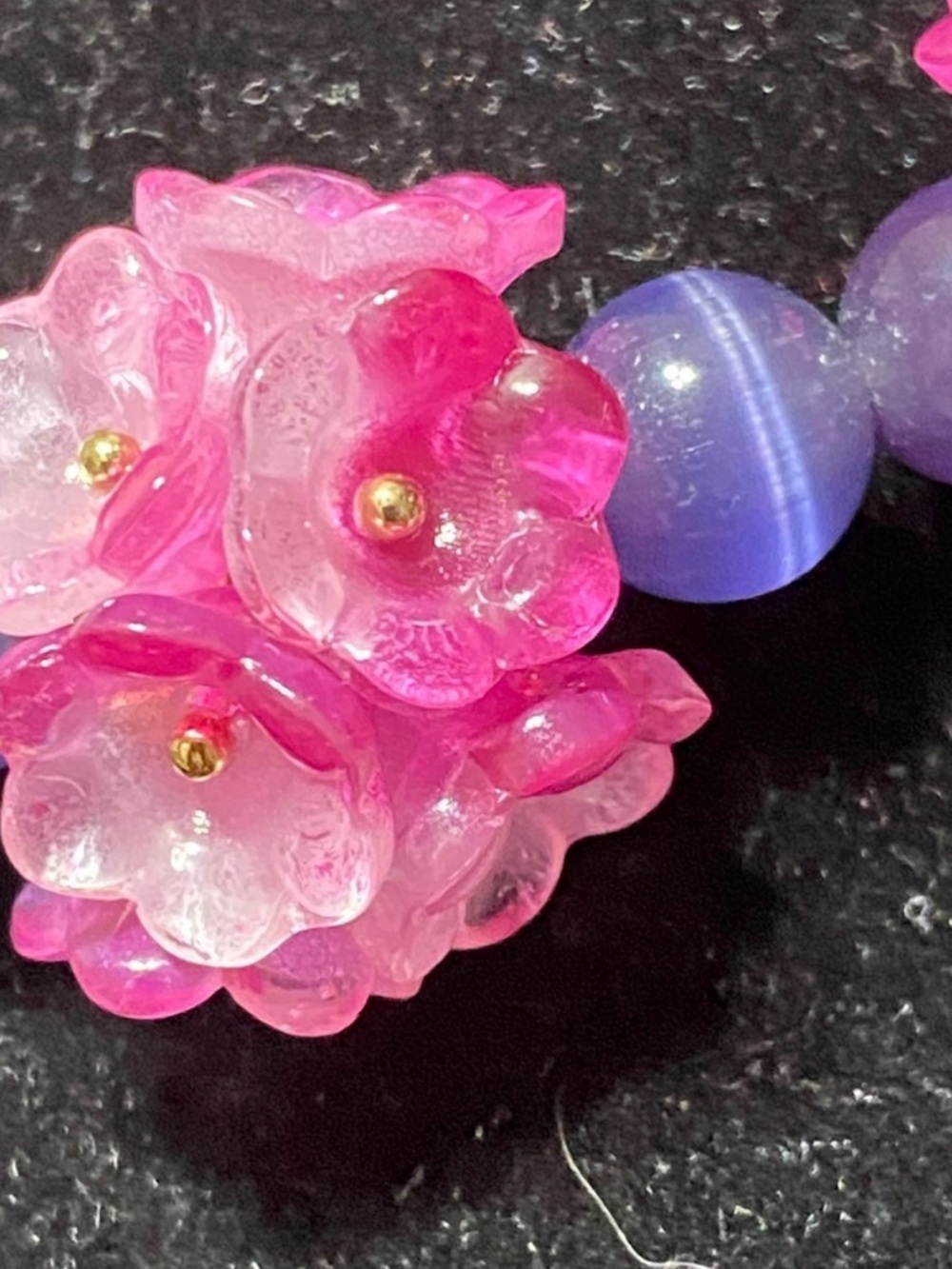 EYE CANDY LOS ANGELES Yasamin pink & purple Floral Beaded Choker Necklace 18” - Picture 7 of 12